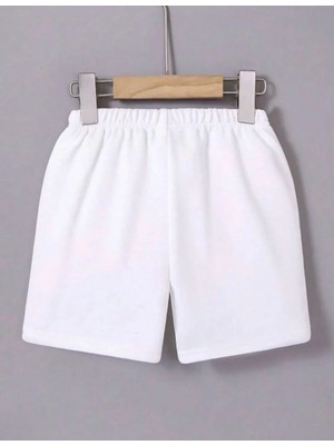 Kesgin Market® Kadın Beli Lastikli Mini Düz Şort - Beyaz Kesginwear