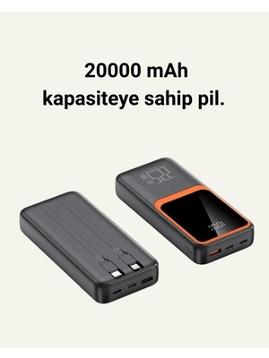Zero Land Cosmotex 20.000 Mah Powerbank – 22.5W Hızlı Şarj, Çok Kablolu, Dijital Göstergeli