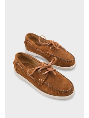 Capone Outfitters Stephie Hakiki Deri Süet Kadın Loafer Tekne Ayakkabısı