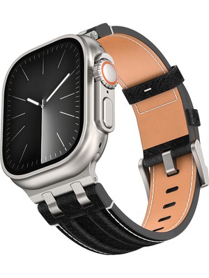 Ceponya Apple Watch 44MM KRD-153 Kot Kumaş Tasarımlı Kordon Uyumlu Kordon Kot Kumaş Tasarımlı KRD-153