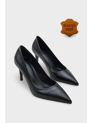 Capone Outfitters Rhonda Orta Topuklu Günlük Şık Astar Hakiki Deri Stiletto