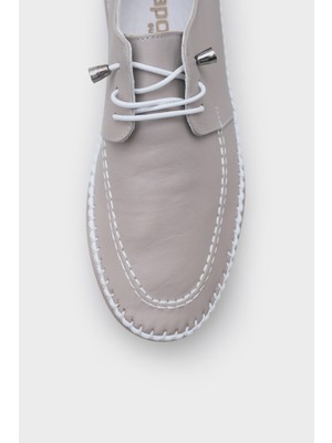 Capone Outfitters Michele Hakiki Deri Soft Konfor Tabanlı Kadın Sneaker