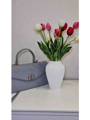 Hanart Modern Dekoratif Şık Vazo 20 cm Beyaz