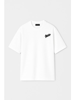 The Rule Unisex Stwd Baskılı Oversize %100 Pamuk Geniş Kesim Yumuşak Dokulu Bisiklet Yaka Beyaz T-Shirt