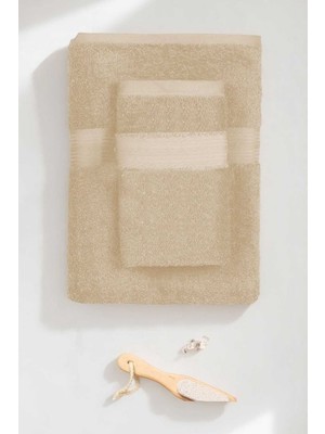 Mira Home 2 Parça Battal Lüks Premium Banyo Spa Havlu Takımı 90X170 cm Bej