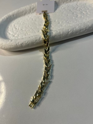 Hüma Butik Gold Renk Taşlı Başak Modeli Çelik Bileklik - Antialerjik Lüks Tasarım