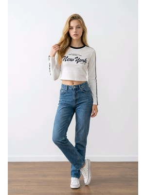 NİVA.ZY Uzun Kollu Baskılı Crop