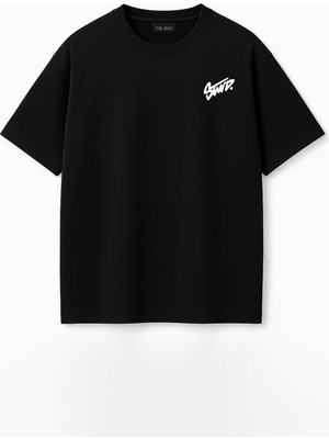 The Rule Unisex Stwd Baskılı Oversize %100 Pamuk Geniş Kesim Yumuşak Dokulu Bisiklet Yaka Siyah T-Shirt