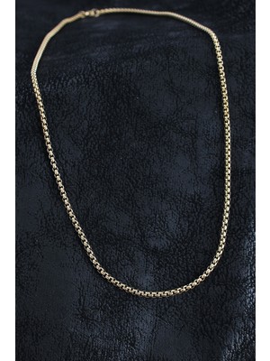 Ulugo 316L Çelik Örme Zincir Model Gold Renk Erkek Kolye - Lisinya