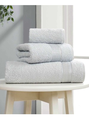Mira Home 3 Lü Banyo Havlusu Seti Pamuklu Ritim Açık Gri