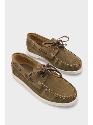 Capone Outfitters Stephie Hakiki Deri Süet Kadın Loafer Tekne Ayakkabısı