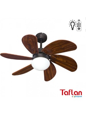 Empressco Kaşkar / Aydınlatmalı 6 Ahşap Kanatlı Uzaktan Kumandalı Tavan Vantilatörü L36009 Rc-Tryl-2