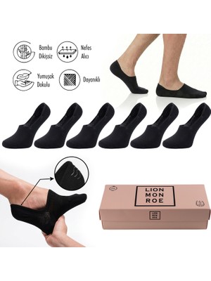 Lion Monroe Saf Bambu 4 Mevsim Kadın Babet Çorap Dikişsiz Görünmez Kaydırmaz Topuk Silikonlu Premium Hediye Kutulu 6'lı Prime Comfort  S682AZNS