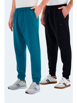 Slazenger Valerıe 2 Li Set Erkek Cepli Siyah - Koyu Gri Eşofman Altı