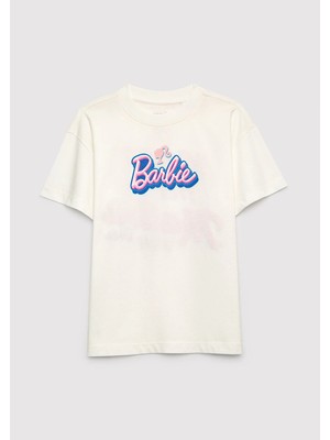 Mavi Barbie Baskılı Ekru Tişört 7610453-70057