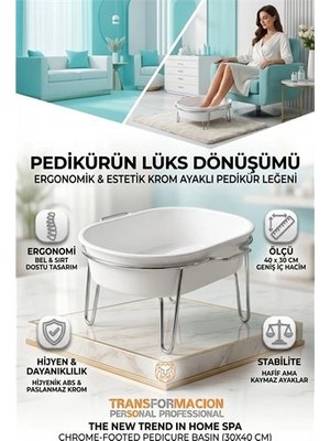 SHC4200 Profesyonel Krom Ayaklı Pedikür Leğeni - Evde Spa Konforu Ayak Bakım Küveti 719415