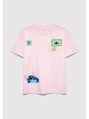 Mavi Lilo&amp;stitch Baskılı Pembe Tişört 7610448-90773