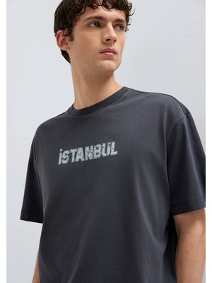 Mavi Istanbul Baskılı Antrasit Tişört 0613593-80106