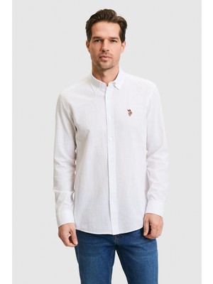 U.s. Polo Assn. Erkek Beyaz Gömlek Basic 50320255-VR013
