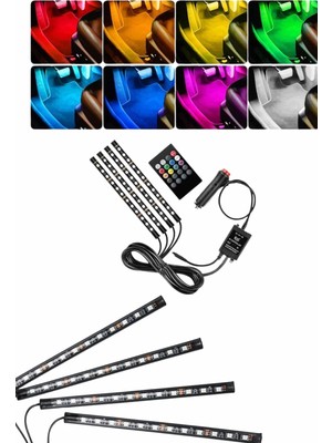 Rgb Işıklı Araç Içi Aydınlatma Kumandalı 12'li LED Işık Renk Değiştirebilen - Lisinya