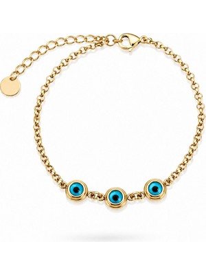 Clariss 316L Çelik Gold Renk Nazarlı Kadın Bileklik
