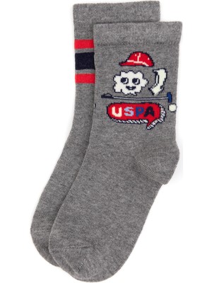 U.S. Polo Assn. Erkek Çocuk Gri Melanj Soket Çorap 50318054-VR086