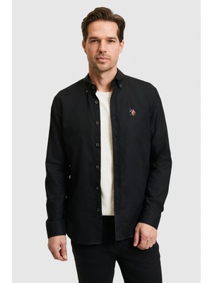 U.S. Polo Assn. Erkek Siyah Uzun Kollu Basic Gömlek 50320242-VR046