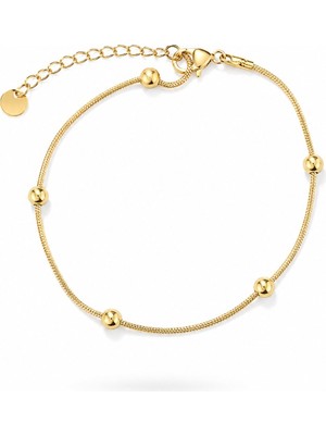 Clariss 316L Çelik Gold Renk Top Zincirli Kadın Bileklik
