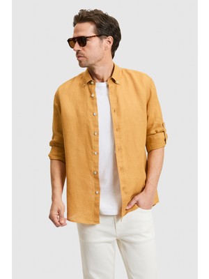 U.S. Polo Assn. Erkek Coconut Uzun Kollu Keten Gömlek 50319065-VR153
