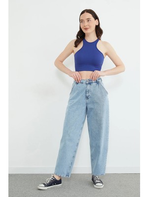 FullaModa Yüksek Bel Şalvar Jean