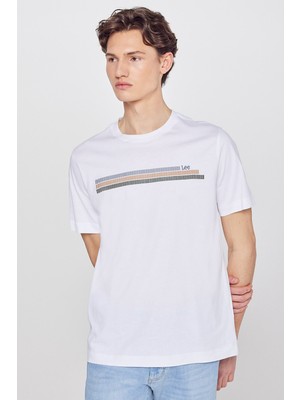 Lee %100 Pamuk Regular Fit Normal Kesim Bisiklet Yaka Logo Detaylı Tişört