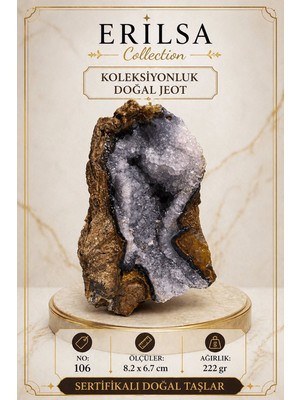 Erilsa Sertifikalı Kristal Kuvars Jeot Doğal Taş Koleksiyonluk Dekoratif 8.2x6.7 cm 222 gr NO106