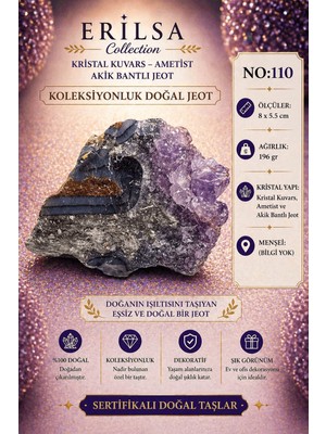 Erilsa Sertifikalı Kristal Kuvars Ametist Akik Bantlı Jeot Doğal Taş Koleksiyonluk 8x5.5 cm 196 gr NO110