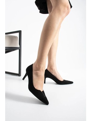 Dericia Shoes Apex Hakiki Deri Süet Kadın Ince Topuklu Ayakkabı