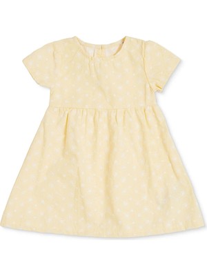 Hellobaby Kız Bebek Elbise Çiçek Baskılı Modelli Yaka Kısa Kol Reçme