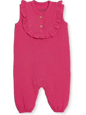 Hellobaby Kız Bebek Tulum Düğmeli Bisiklet Yaka Atlet Lastikli