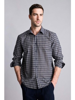 DeFacto %100 Pamuk Regular Fit Polo Yaka Uzun Kollu Gömlek G6285AX26SM