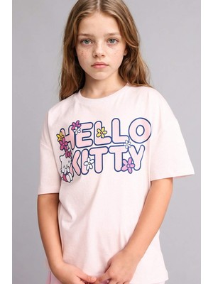 DeFacto %100 Pamuk Hello Kitty Relax Fit Bisiklet Yaka Kısa Kollu Tişört Kız Çocuk H3476A826HS