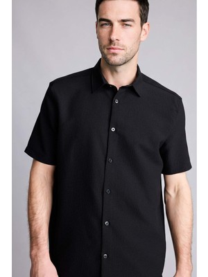 DeFacto Regular Fit Polo Yaka Krinkıl Kısa Kollu Gömlek E1223AX26SM