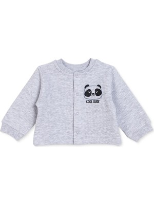 Hellobaby Erkek Bebek Kapitone Hırka Hayvan Baskılı Çıtçıtlı Bisiklet Yaka Long Sleeve