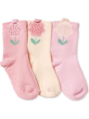 Hellobaby Kız Bebek 3lü Kaydırmaz Çorap Çiçek Baskılı