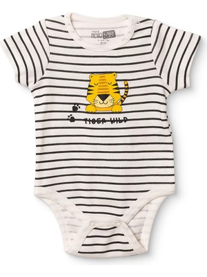 Hellobaby Erkek Bebek Body Hayvan Baskılı Çıtçıtlı Çıtçıtlı Yaka Kısa Kol