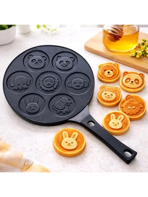 Lavonni 28 cm Döküm Pancake Tavası Siyah – 7 Gözlü Yapışmaz, Eşit Isı Dağılımlı Krep & Pankek Tavası