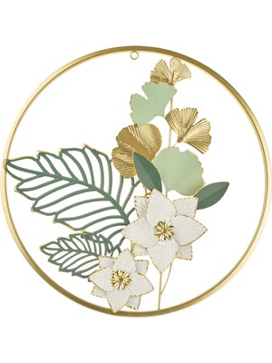 Matmel Deco Buket Metal Tablo - Altın / Yeşil - 45 cm