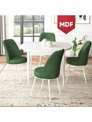 Canisa Concept Tor Serisi MDF Yuvarlak Mutfak Masa Takımı Beyaz Masa ve 4 Sandalye
