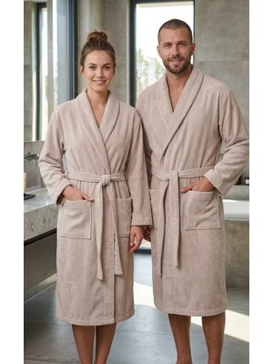 Asev Tekstil Kadife Biyeli Şal Yaka Unisex Bornoz