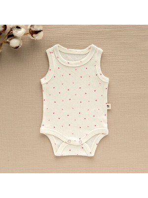 Çıtçıtlı Bebek Zıbın %100 Pamuk Pointel - Pembe Kalp Desenli