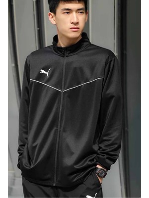 Puma Team Rise Poly Erkek Eşofman Üst Siyah L Kalıp ile Rahat Tasarım ve Günlük Kullanım
