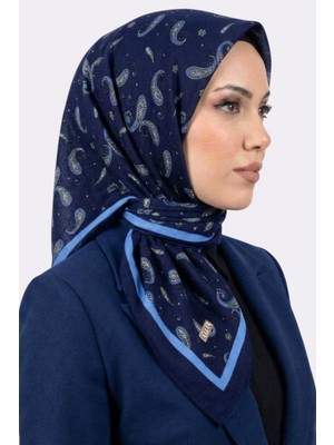 Hadiora Kadın Lacivert Şal Desenli Caz Eşarp