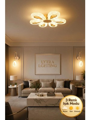 Litra Lighting Damla Model 6"lı Gold 3 Renk Modu Ledli Modern Tavana Sıfır Salon Mutfak Çocuk Yatak Odası LED Avize